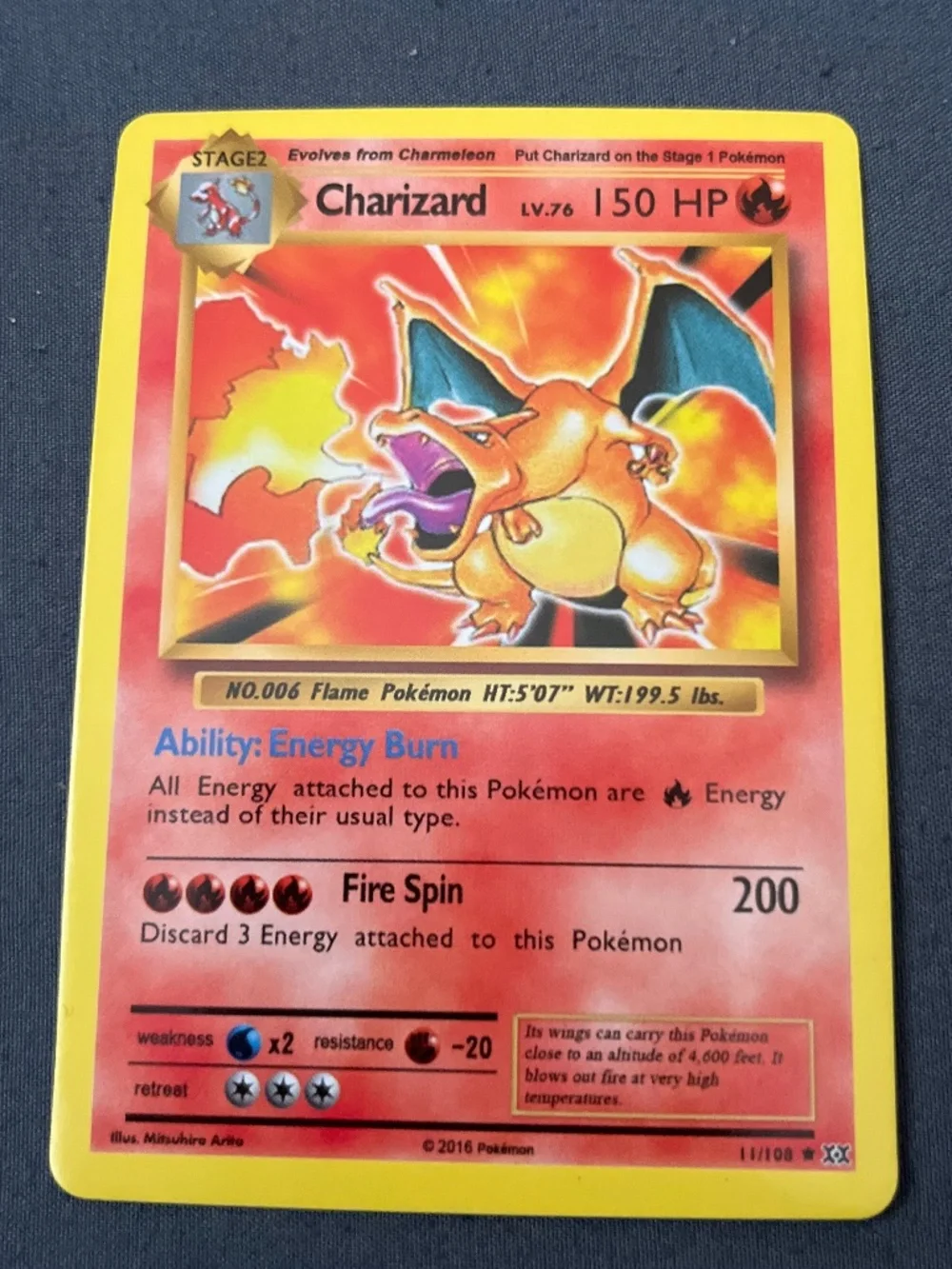 Charizard card from the 2016 Pokémon TCG XY: Evolutions set